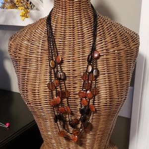 Black and brown multi-strand necklace